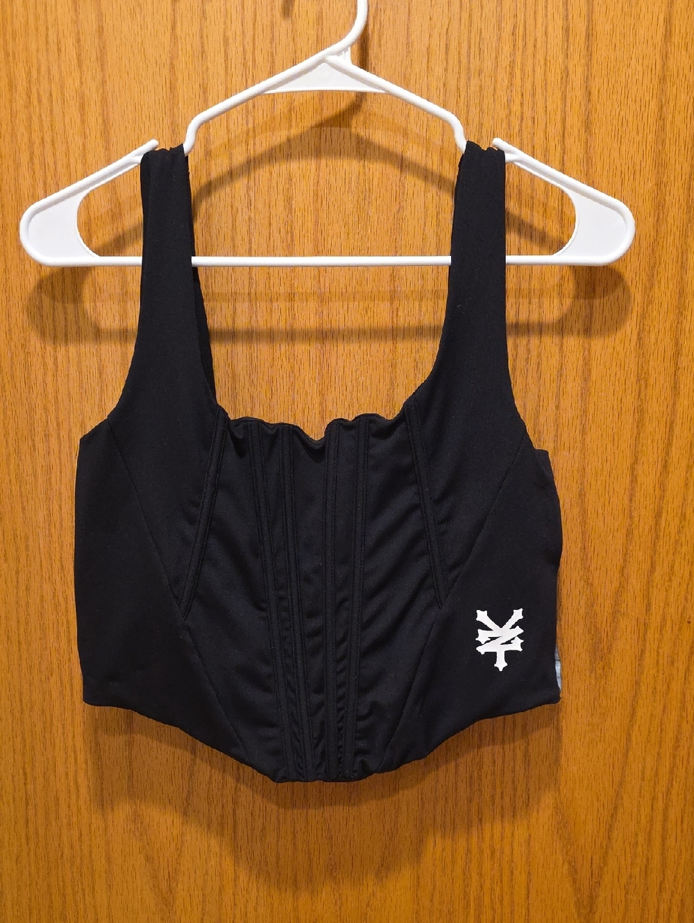 Zoo York Black Cropped Corset Tank with White Logo
